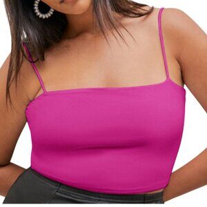Cider Solid Basic Crop Top - SMALL - pink